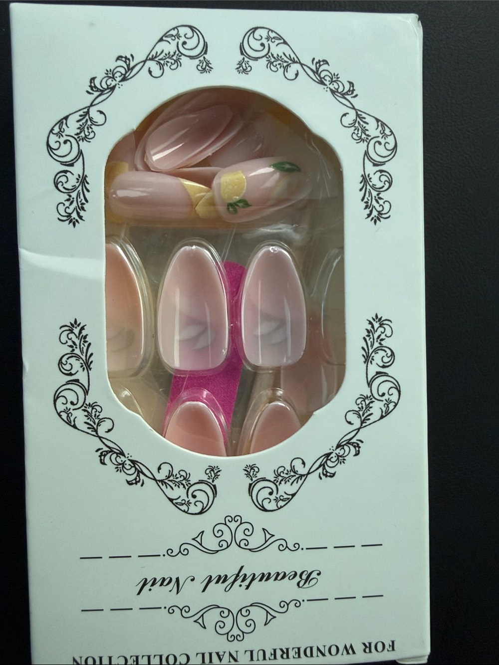 Peach Pink Floral Acrylic Press-On Nails
